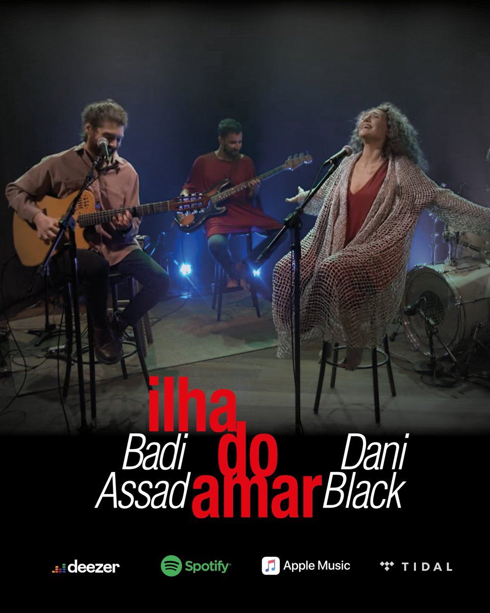 Já ouviu Ilha do Amar em versão ao vivo? 🏝️💖🎧Música em parceria com Dani Black, com ele nos vocais e violão, Décio 7 na bateria e samplers e Meno del Picchia no baixo e samplers: onerpm.link/IlhadoAmarAoVi…
E tem videoclipe: youtu.be/kWnWXJEm5JU

#daniblack #playlist