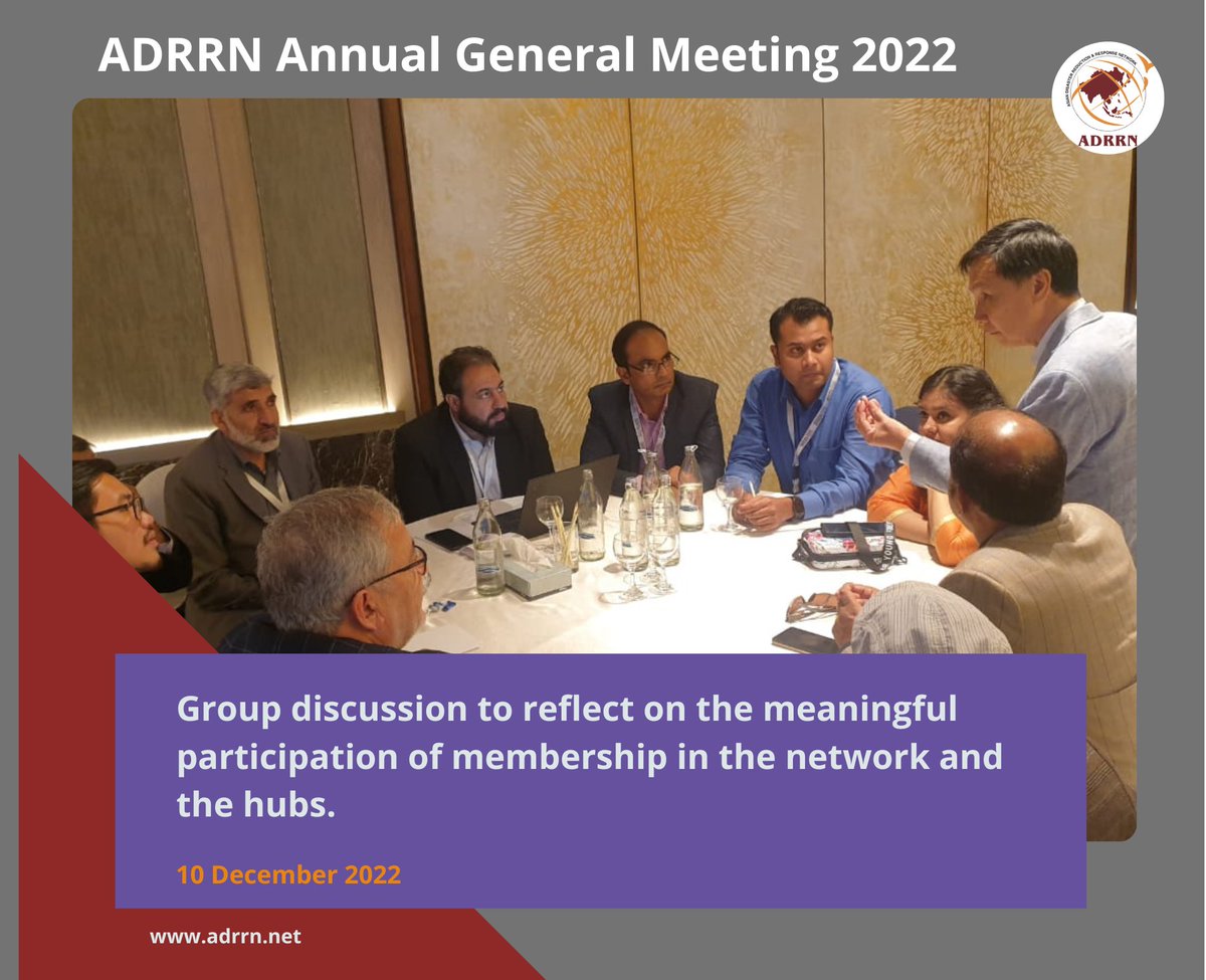 ADRRN1's tweet photo. 💡📣💬

Insightful discussions with the members during the first day of Annual General Meeting 2022.

#adrrn
#adrrnagm2022
#resilienceasia
#RHPW2022
#humanitarianpartnership
#humanitarianreform
#coordinatedaid
#humanitarianaccountability https://t.co/JE8MJViqru