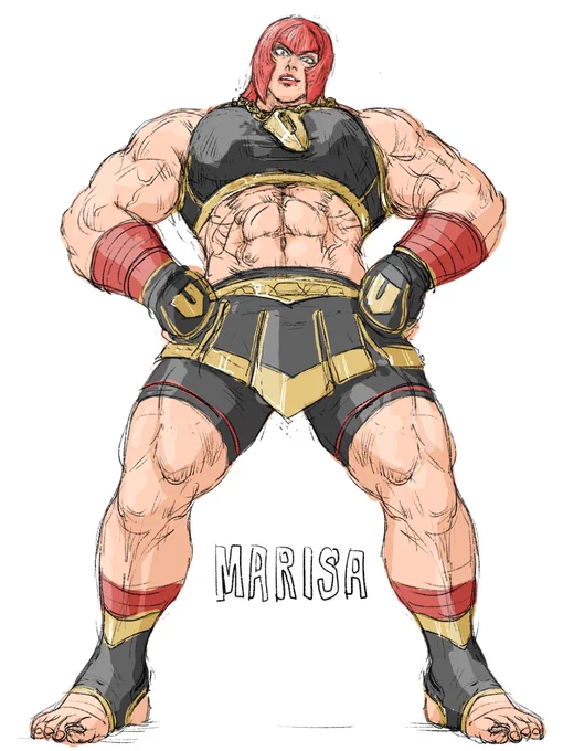 今日のラクガキスト6マリーザです。以前描いたザンギエフの改造。#格ゲーキャラ描こうぜ 