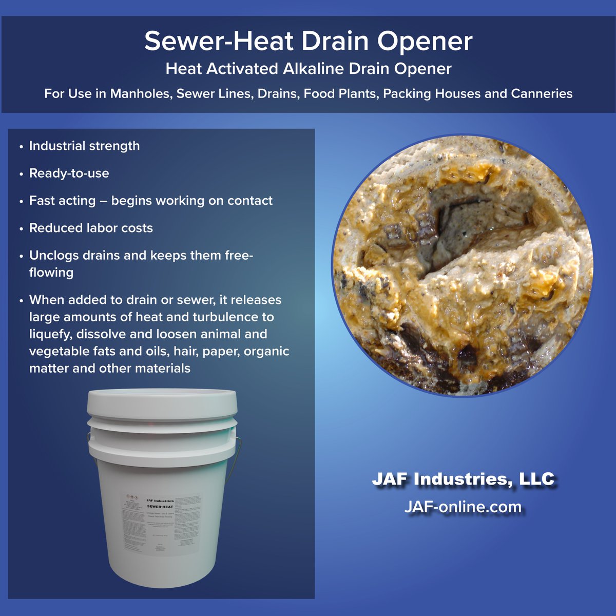 JAFindustries's tweet image. Sewer-Heat is a sewer line and drain opener
#SewerHeat #collectionsystem #sewerline #sewergrease
jaf-online.com/Sewer-Heat.html