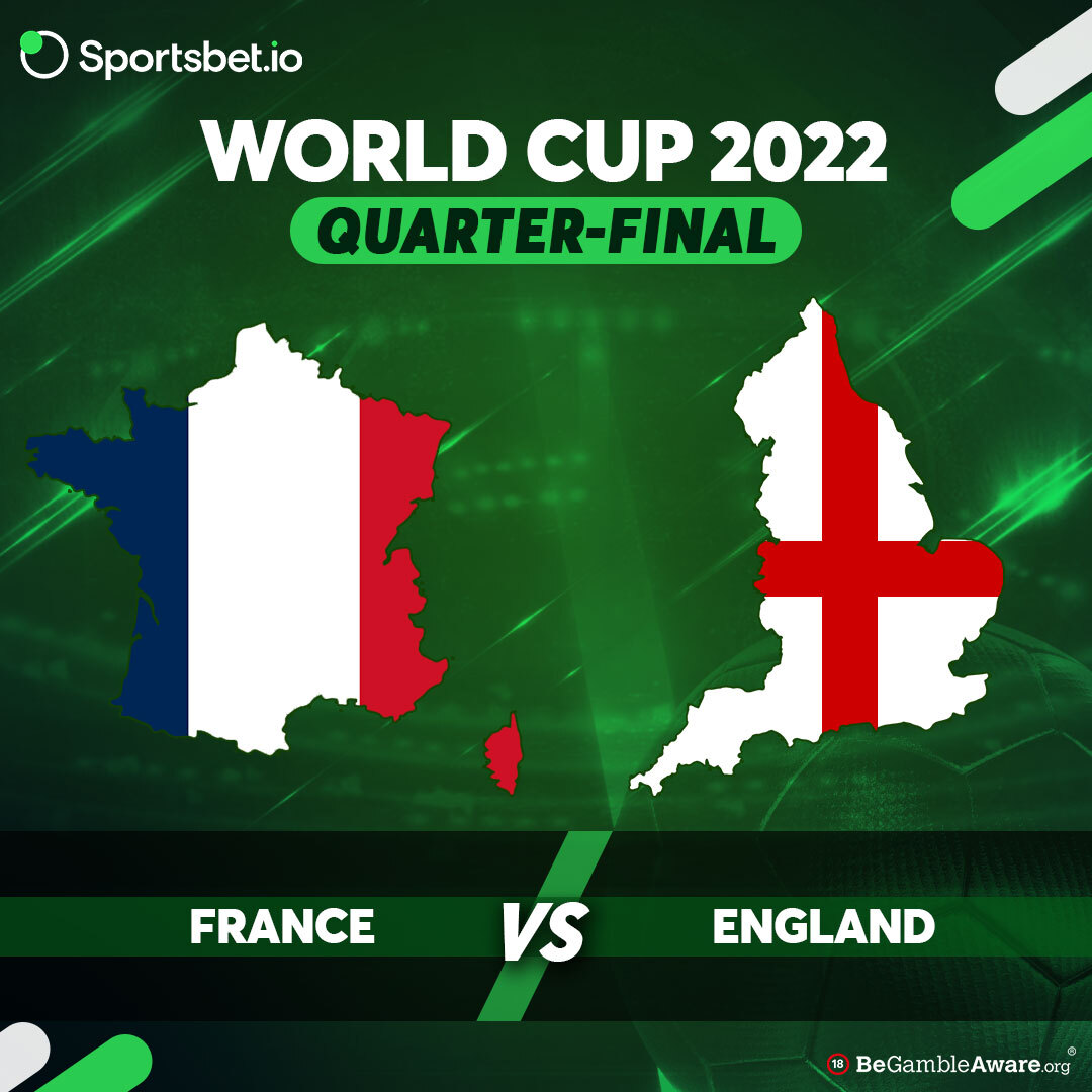 Sportsbetio's tweet photo. Time for another classic between 🇫🇷 &amp; 🏴󠁧󠁢󠁥󠁮󠁧󠁿, this time in a #FIFAWorldCup quarter-final 😤

Which nation will progress to the final 4️⃣? 👀

Match-related wagers await you on #Sportsbetio 👉 https://t.co/oGcpVogwHM 🔗

#WorldCup2022 #FRAENG https://t.co/ZSBxxly7BC