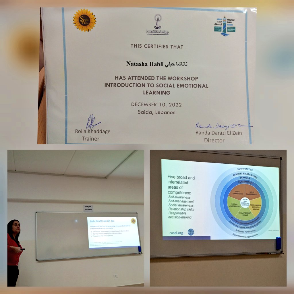 It was a great pleasure to attend a workshop under the title of "Introduction to Social-Emotional Learning"with the amazing <a href="/KhaddageRolla/">Rolla khaddage</a> to learn about SEL process,competences and its benefits to learners &amp; educators in school,work&amp; life.
<a href="/makdawhaschool/">Makassed Dawha School</a> #SEL #lifelonglearner