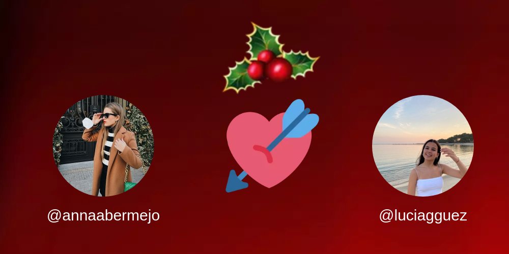 annaabermejo's tweet photo. Mi beso de Año Nuevo 2023 va a ser: @luciagguez

Encuentra el tuyo(a) en https://t.co/IDXVB8wR1b

⠀ https://t.co/aZQcqDyhJa