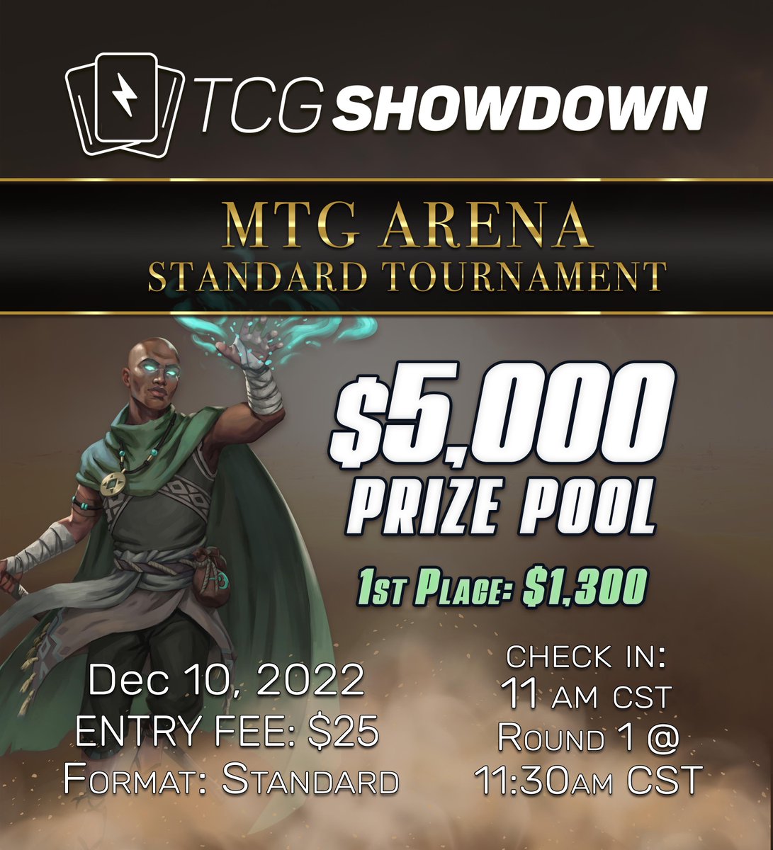 TCG_Showdown's tweet photo. 👊Today is THE day!👊
✏️There is still time to register for the 5k Standard Event!
🕙check-in time begins at 11:00 AM CST 
⚔️That means you have a little under 1 hour to sign up! https://t.co/yvviDI0DqU
