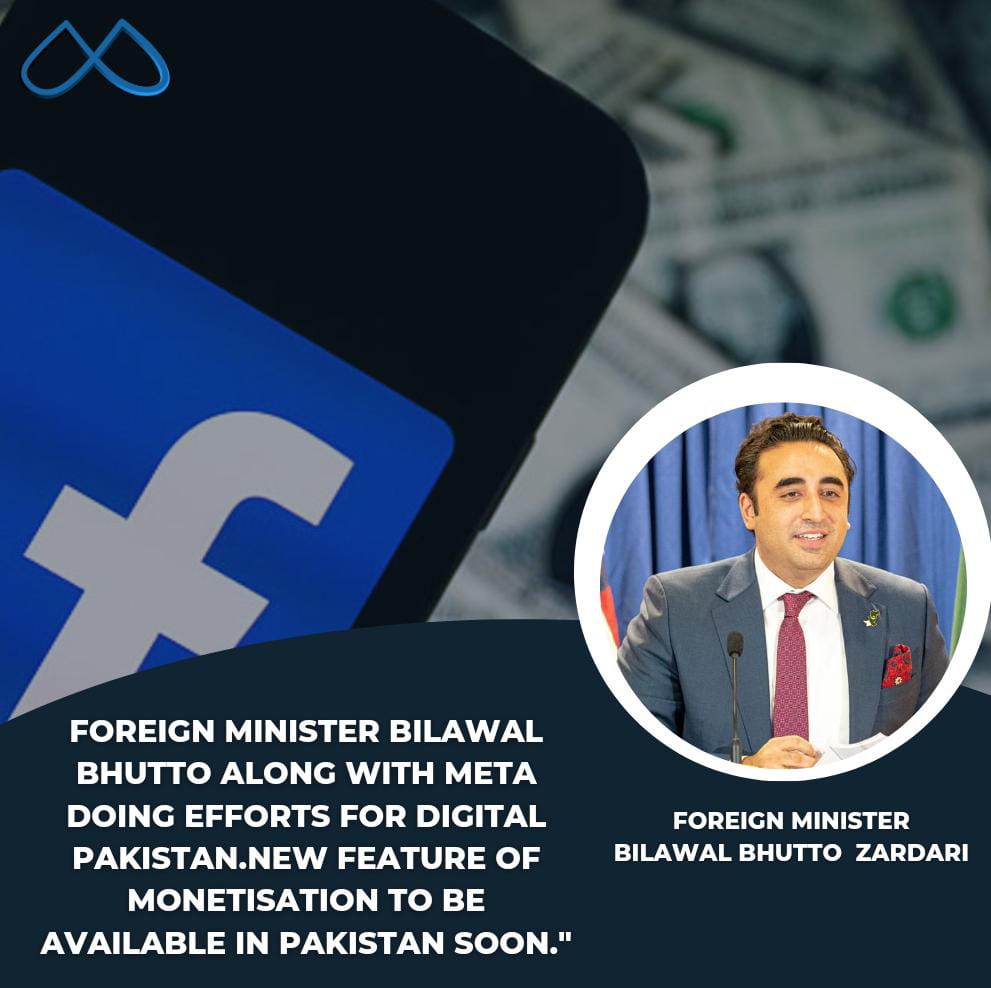 110_shahadat's tweet photo. وزیر خارجہ بلاول بھٹو زرداری کو ایک اور اعزاز حاصل!!
اب Meta کمپنی کی ایپ FaceBook سے پاکستانی ID ہولڈرز بھی اپنے Content کو ذريعہ آمدن بنا سکیں گے،
بلاول بھٹو پہلے پاکستانی وزیر خارجہ ہونگے جن کو سرکاری سطح پر Meta ہیڈ کوارٹر مدعو کیا گیا ہے
#PrideOfPakistanBBZ
#MetaByBBZ https://t.co/osZC80T6ti
