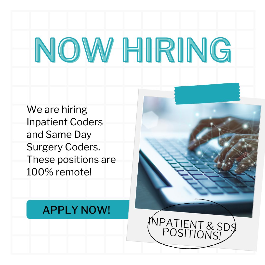 UASISolutions's tweet image. We have #InpatientCoder and #SameDaySurgeryCoder positions available online.
Apply Now: hubs.la/Q01vwwjw0
