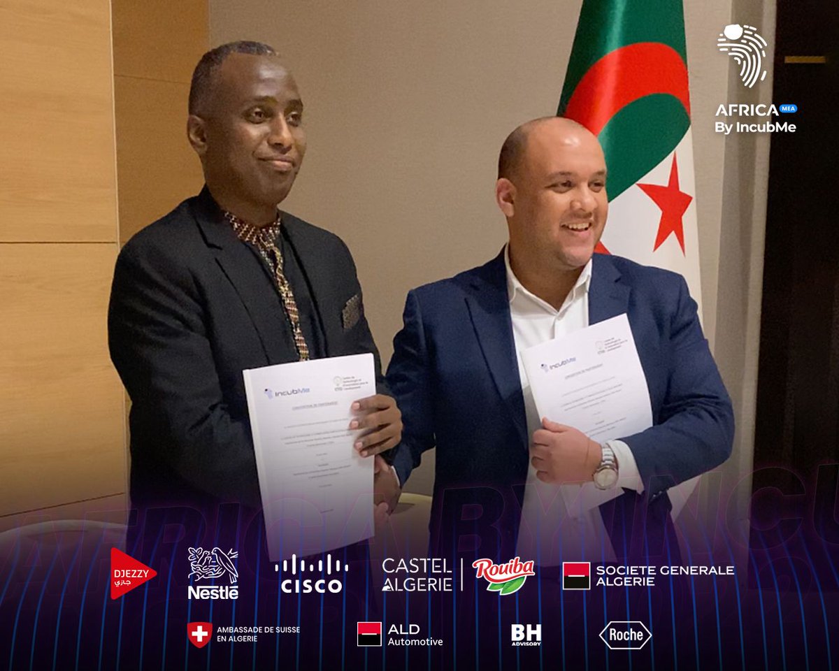 [🇩🇯🫱🏼‍🫲🏿🇩🇿] 𝐏𝐚𝐫𝐭𝐞𝐧𝐚𝐫𝐢𝐚𝐭 𝗲𝗻𝘁𝗿𝗲 𝗖𝗧𝗜𝗗 𝗲𝘁 𝗜𝗡𝗖𝗨𝗕𝗘 𝗠𝗘 

Dans le cadre d'<a href="/AfricanStartupC/">African Startup Conference</a> une convention de partenariat a été signée entre le CTID et INCUB ME 

#Africa #Algeria #Djibouti #IncubeMe #CTID #Startups #AfricabyIncubMe #EcosystemeBuilders