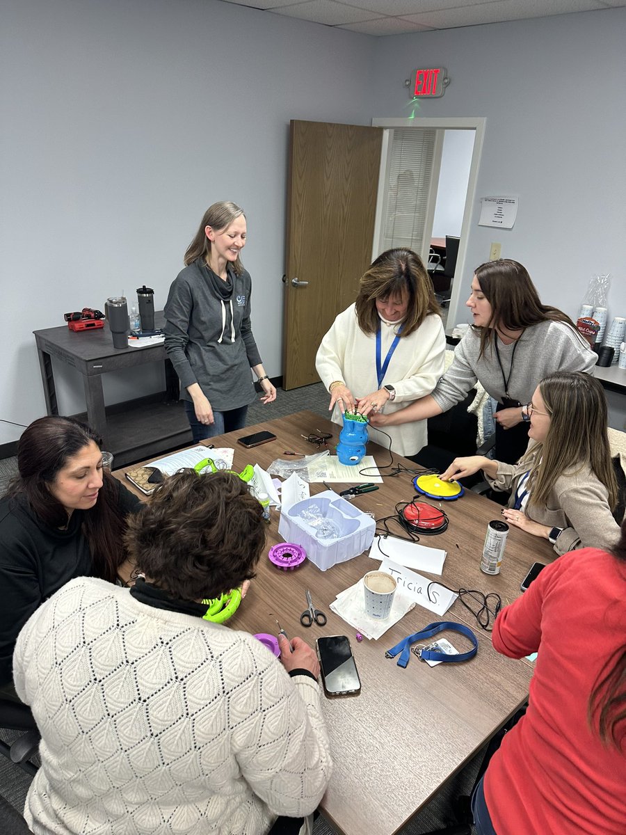 Making ordinary toys into adaptive ones controlled by a switch or touch pad-Assistive Tech Makers Day. Thanks to an amazing team of AT specialists, toys and engaging learning tools are now accessible. ❤️ this team.<a href="/ATwithKimberli/">kimberli kearney</a> <a href="/NikkiN_SLP/">nikki norman</a> and Sherri Maupin-Sweda. #CASEeffect