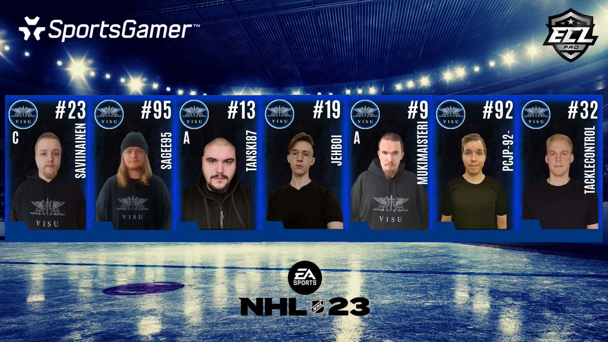 Its time to put skates on so we are happy to announce our NHL roster for upcoming tournaments! Warm welcome guys! 💪🏻🔥 

Goalie:

<a href="/PCjP92/">Petri-Christian Pelkonen</a> 

Defence:

<a href="/JesseAho1/">Jesse Aho</a> 
<a href="/Saviinainen/">Mika Raivisto</a> (C) 

Offence:

<a href="/MuKiMaisteri/">Ville Luukkonen</a> (A)  
<a href="/Tanski87/">Juhani Tanskanen</a> (A) 
<a href="/Sagee95/">Sagee</a>
<a href="/TackleControl/">.</a> 

<a href="/SportsGamerGG/">SportsGamer</a> @visugamingeu