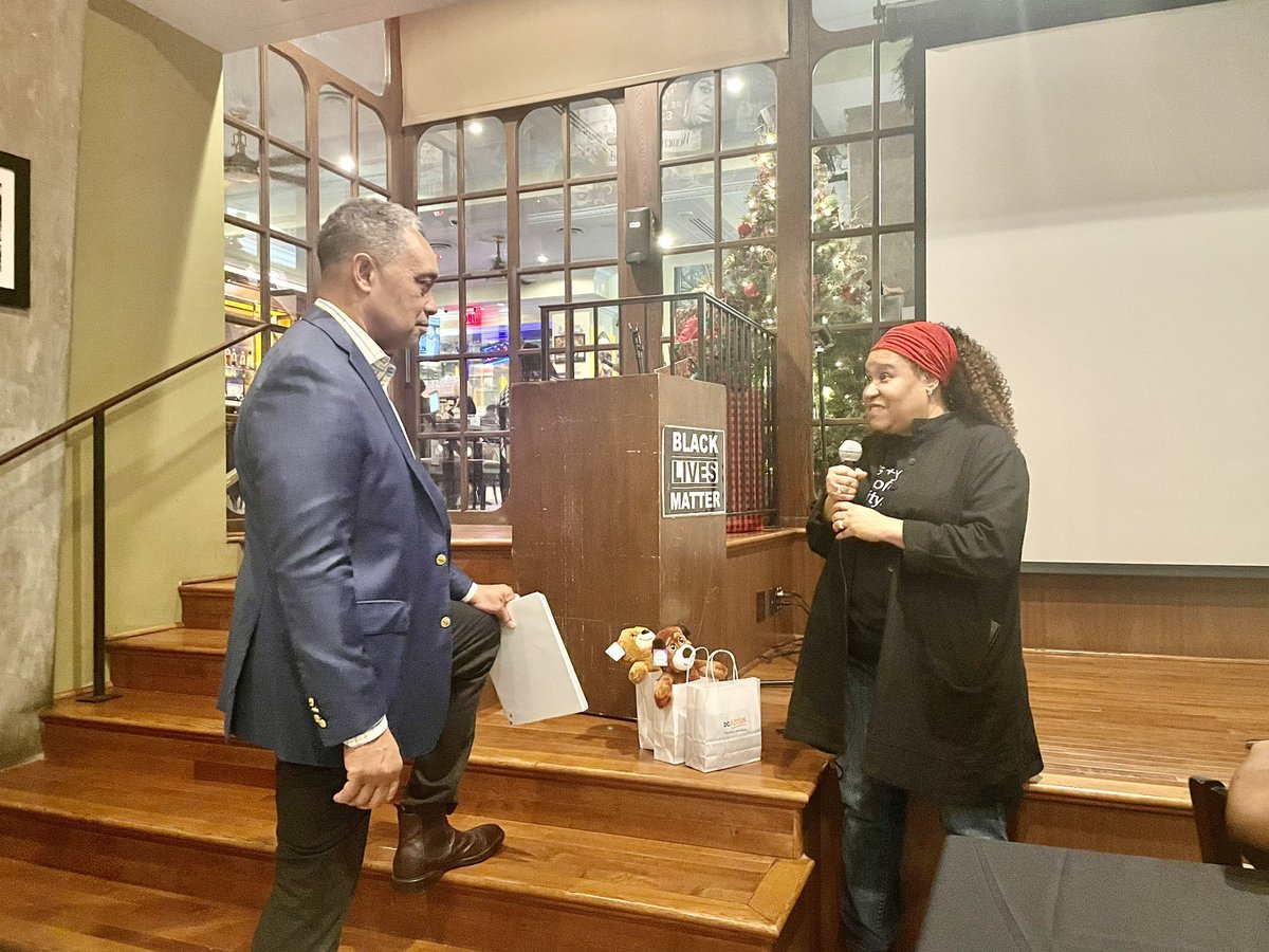 ricebilldc's tweet photo. Advocates for young people/children honor @AGKarlRacine, “we don’t stay in our lane, we expand it,” hosted by Kim Perry, #DCKidsCount. At @busboysandpoets, K St, NW. https://t.co/2GL9vQ8SIe