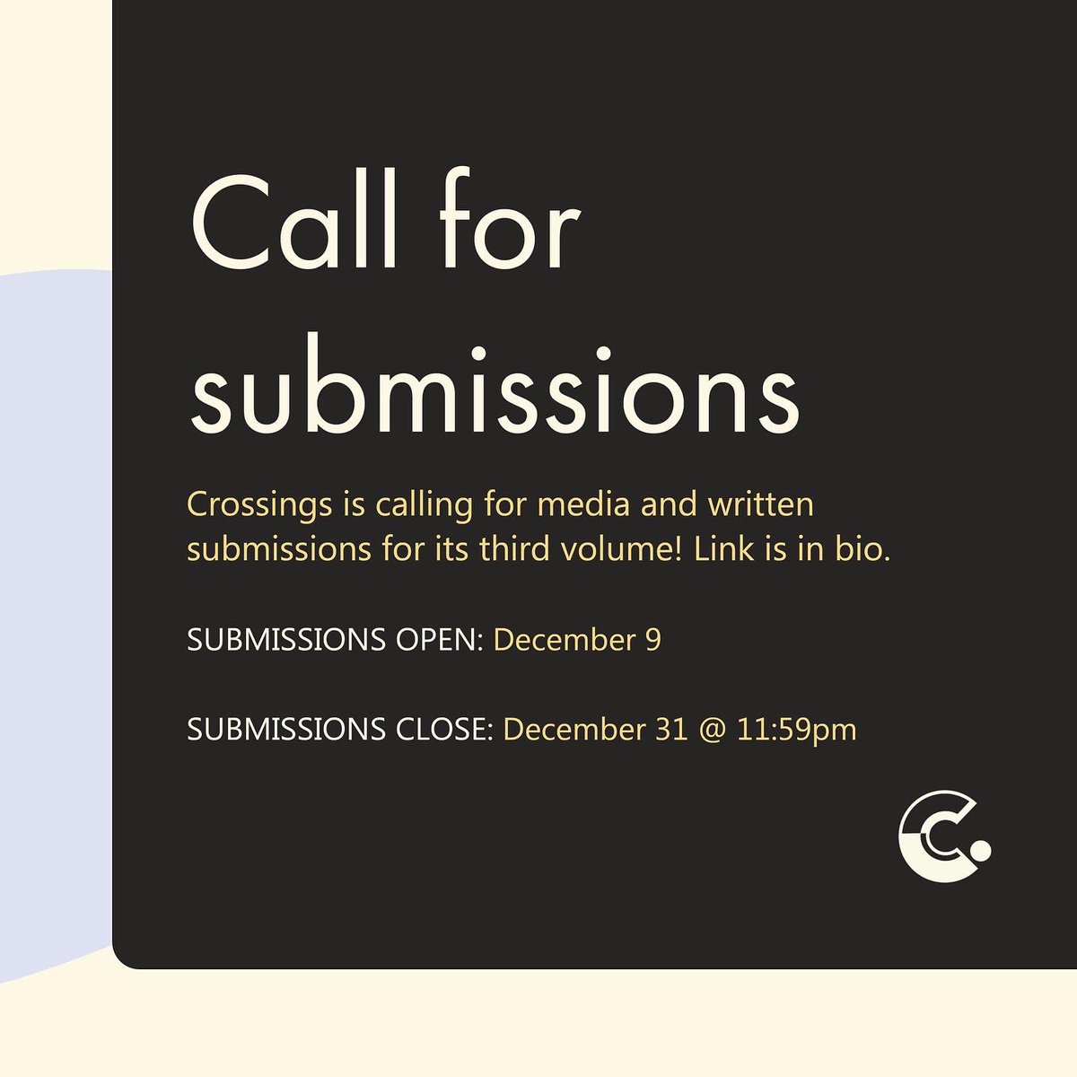 Crossings_uofa's tweet photo. Crossings is now accepting submissions for our third volume! Find out more at https://t.co/tIqN757o51 https://t.co/L8ZgYM4snp