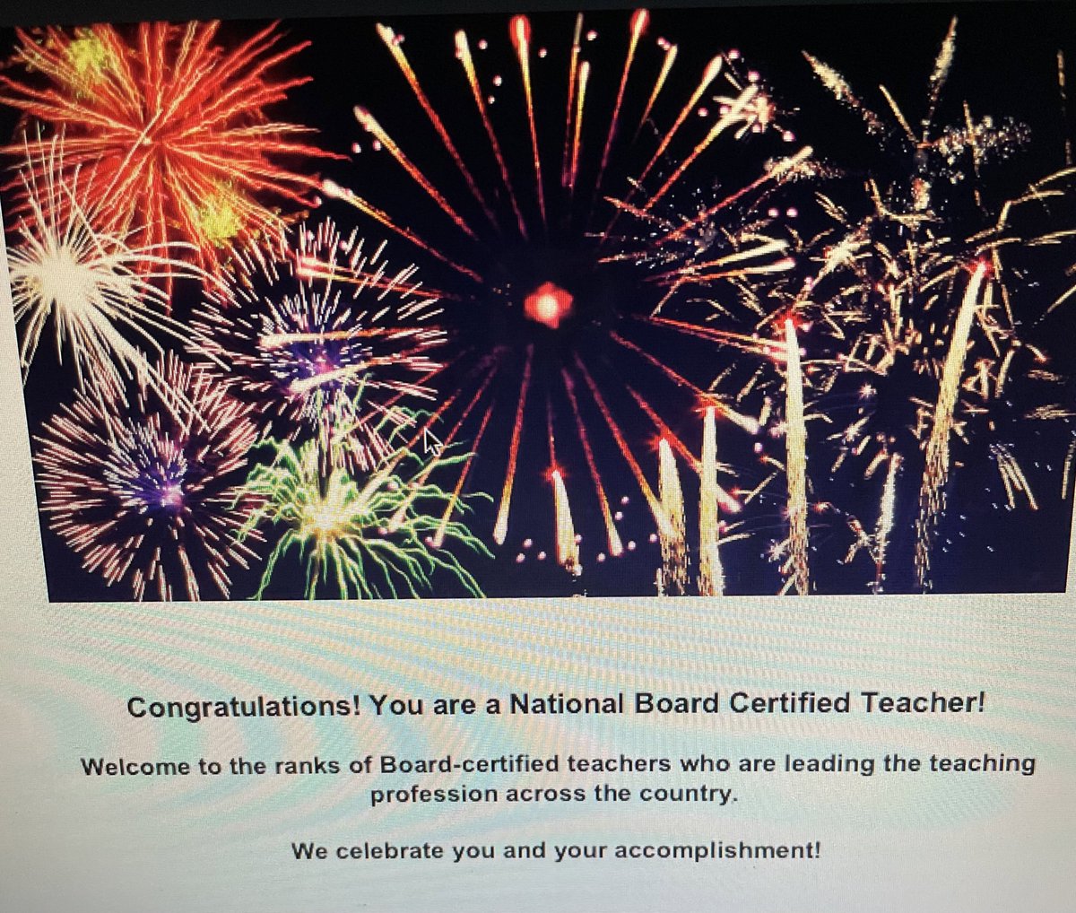 Congratulations to <a href="/MsNHayPE/">Nicole Hay</a>!
Today we added to our National board certified teacher total. 💙❤️<a href="/AFMSChargers/">Apex Friendship Middle School</a>