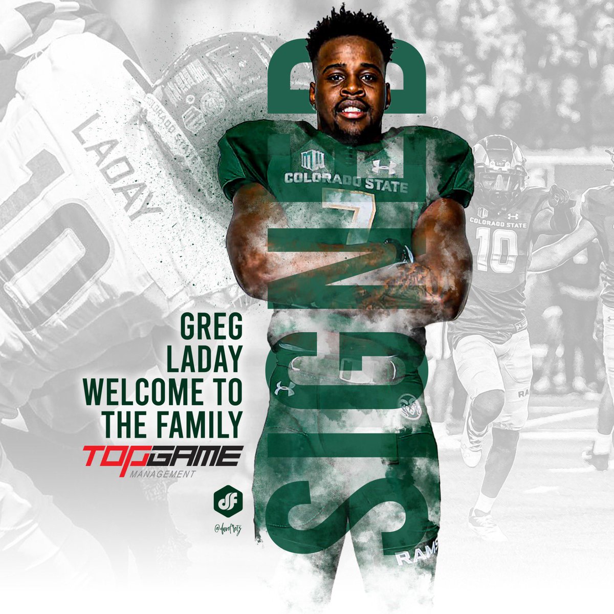 TopGameMGMT's tweet photo. π TopGame Football! π
Weβre excited to announce a new member of the TopGame Family! Welcome aboard Greg Laday! βοΈ
Gregβa safetyβplayed collegiate football at Northern Colorado University before transferring to Colorado State.
#TopGameFootball π₯
Art by @DaveFretz πΌ https://t.co/s990xXmeZn