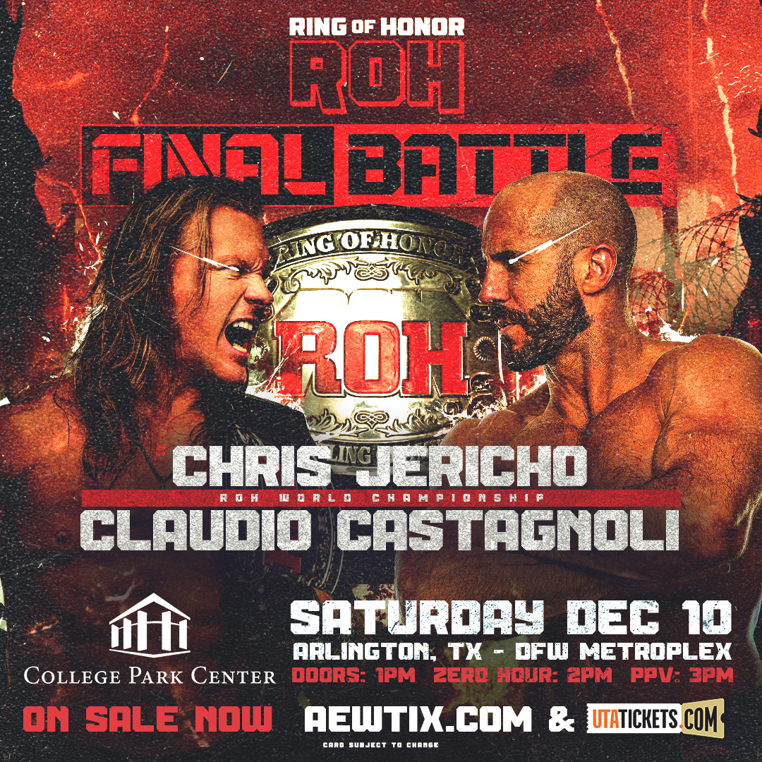 UTACollegePark's tweet photo. TODAY! AEW Ring of Honor Presents Final Battle, right here in Arlington!!
Doors @ 1 PM, event @ 2 PM
🎟️ https://t.co/oy9C82eqhA
If you're coming today, check our bag policy and more: https://t.co/JlBnA200Di
#CPC10 #CPClive #AEW #ROH @visit_arlington @DTarlington @ringofhonor https://t.co/MNt6qMgpsS