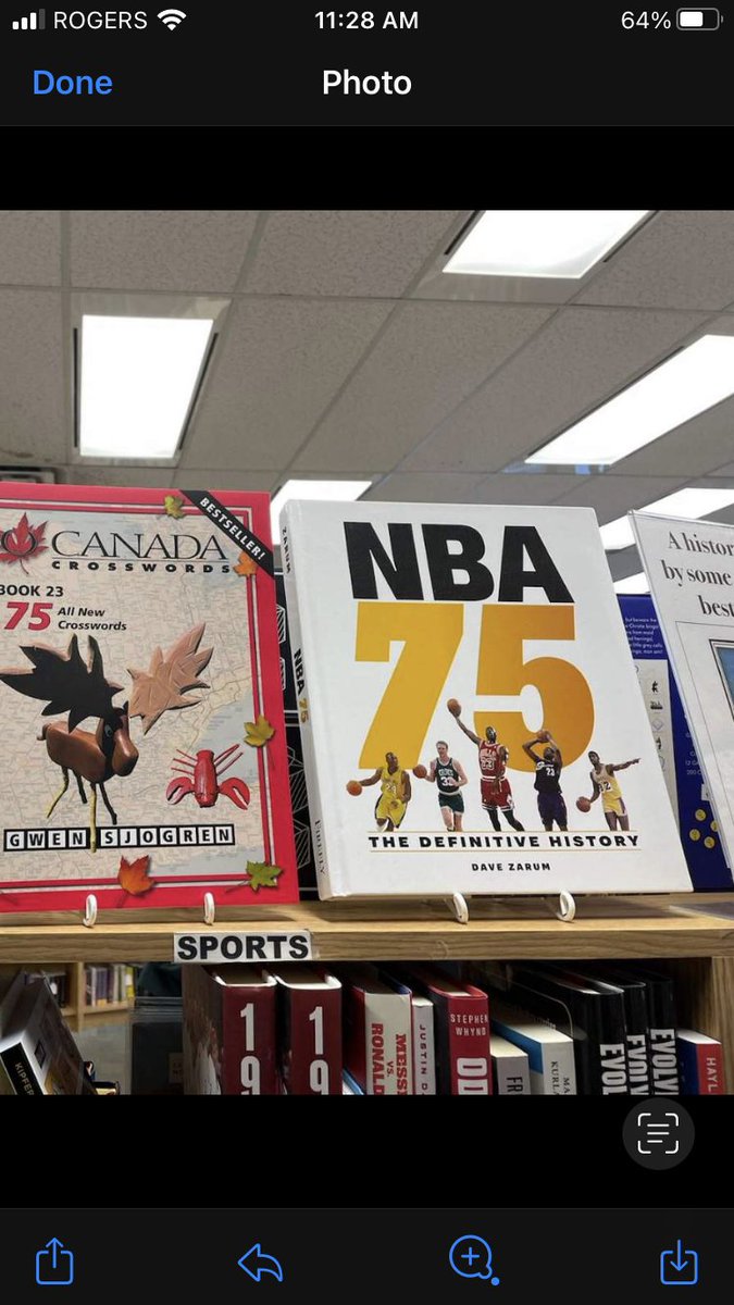 DaveZarum's tweet photo. Spotted at @beechwoodbooks in Ottawa, the new edition of #NBA75 is available everywhere now, featuring new chapters (The Bubble, Curse of the Clippers, and more) on the people and stories that shaped the history of the NBA.

…I hear it makes for an outstanding gift… https://t.co/TIPsEJ0KOt