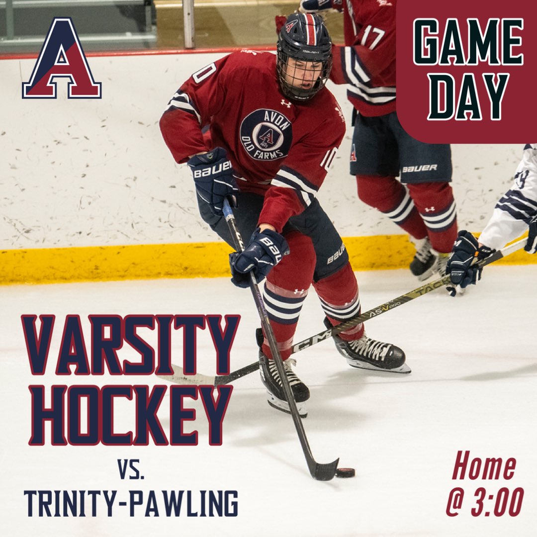 AOF_Hockey's tweet photo. GAME DAY: Varsity hockey is back in the JTG this afternoon for another Founders League game! They host Trinity-Pawling at 3:00. 
Can’t make it? Watch the livestream. Link in bio. 
#WingedBeavers #FoundersLeague #PackTheJTG #OurGuys #AvonArmy https://t.co/ncZVdP3z4x