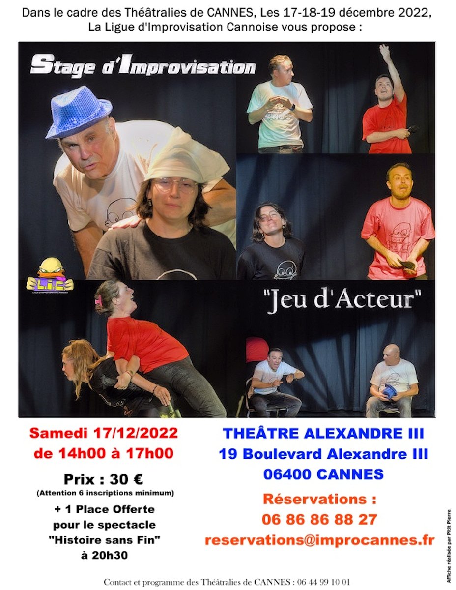 improCannes's tweet photo. Un stage d’impro de 3h par notre coach Michele sur l'imaginaire, les émotions, les personnages, les histoires😎 Inclus une place pour le spectacle du soir😍Qu'attendez-vous ? 😜
06 86 86 88 27 reservations@improcannes.fr
#impro #improvisation #acteur #actrice #cannes #stage https://t.co/0oDRdE5rqP