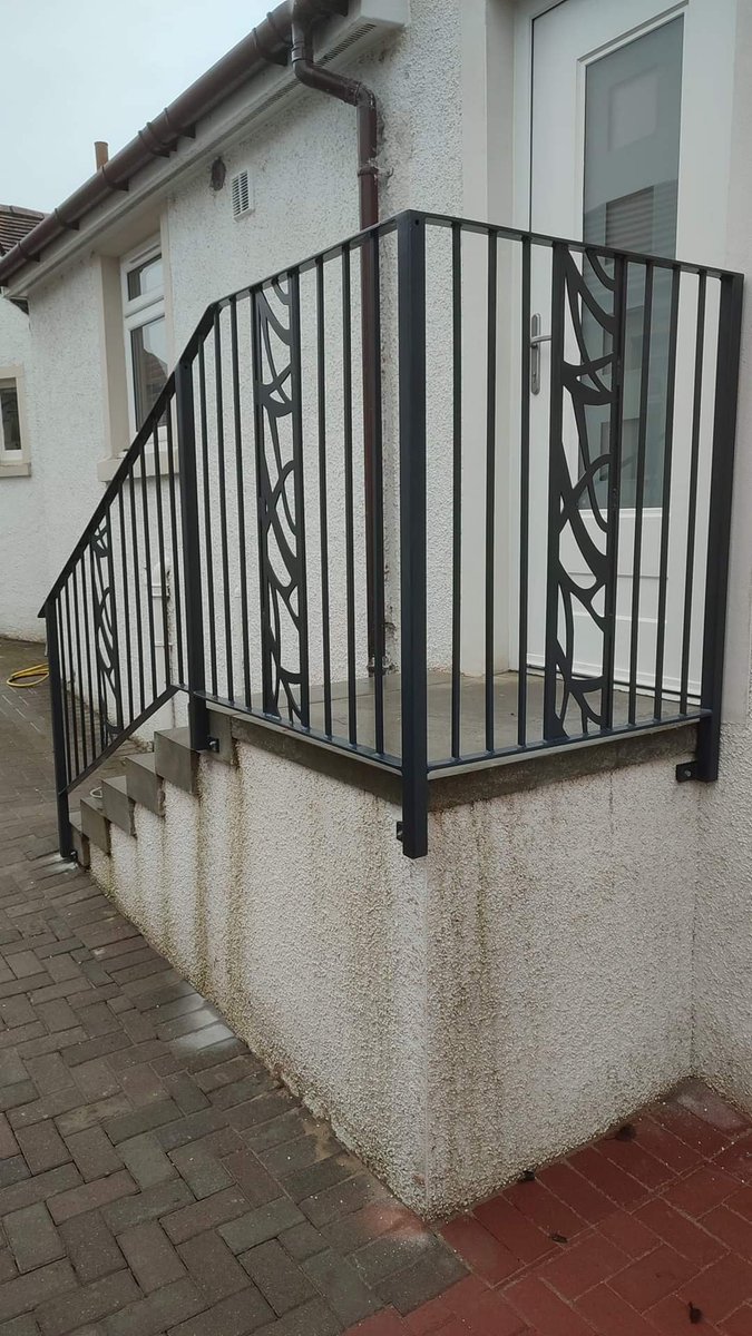 A stylish handrail we made and fitted recently featuring CNC cut panels with a design the customer requested #cnc #safety #mobility #handrail #welding #bespoke #metalwork #fabrication #steel #Scotland #uk #alva #Edinburgh #alloa #forthvalley #stirling #falkirk #dunfermline #fife
