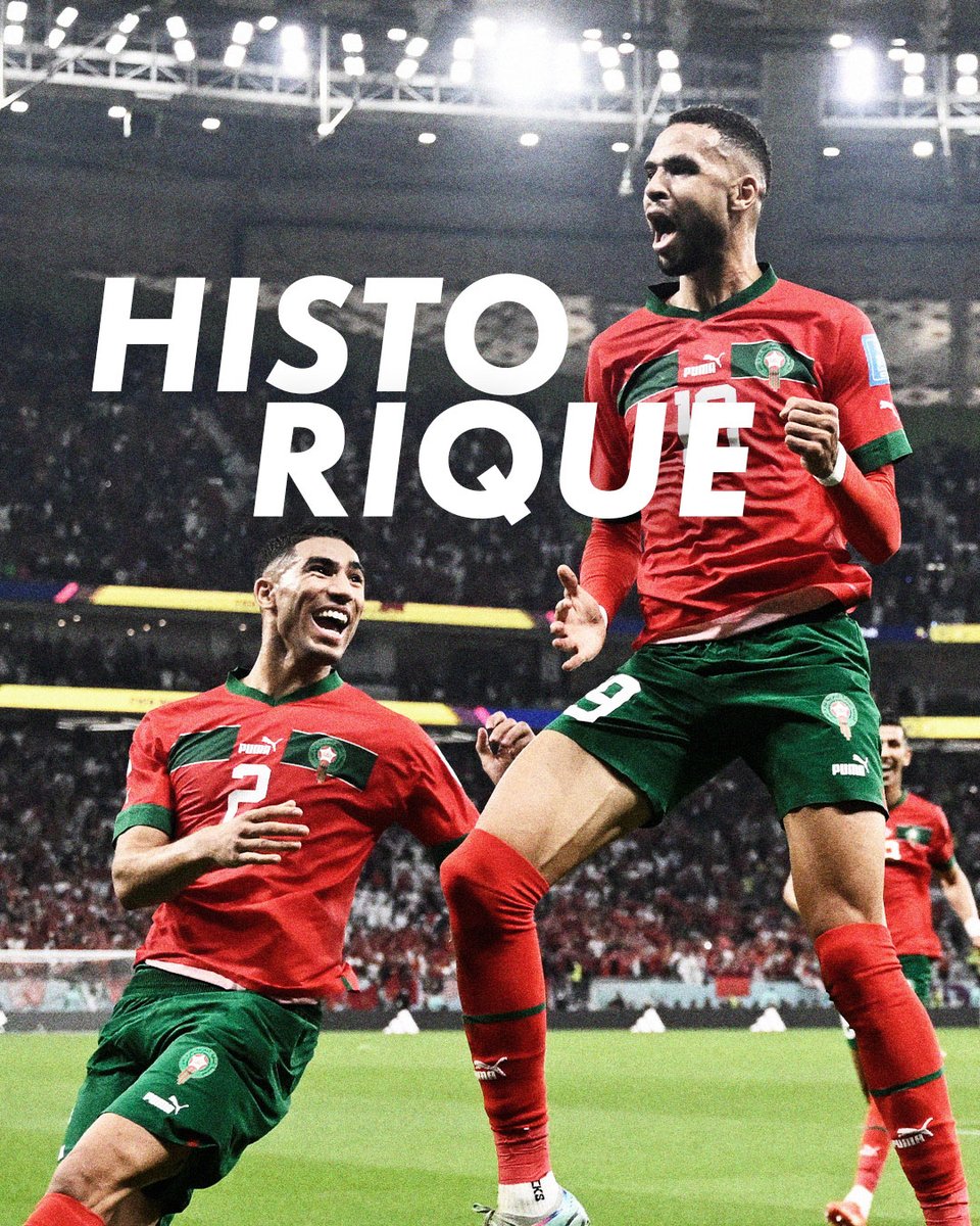 🚨 𝗘𝗫𝗧𝗥𝗔𝗢𝗥𝗗𝗜𝗡𝗔𝗜𝗥𝗘 ! 🚨 

Le Maroc devient la première équipe africaine à se qualifier en demi-finale de la Coupe du Monde ! Quel exploit ! Bravo ! 🇲🇦

#MARPOR