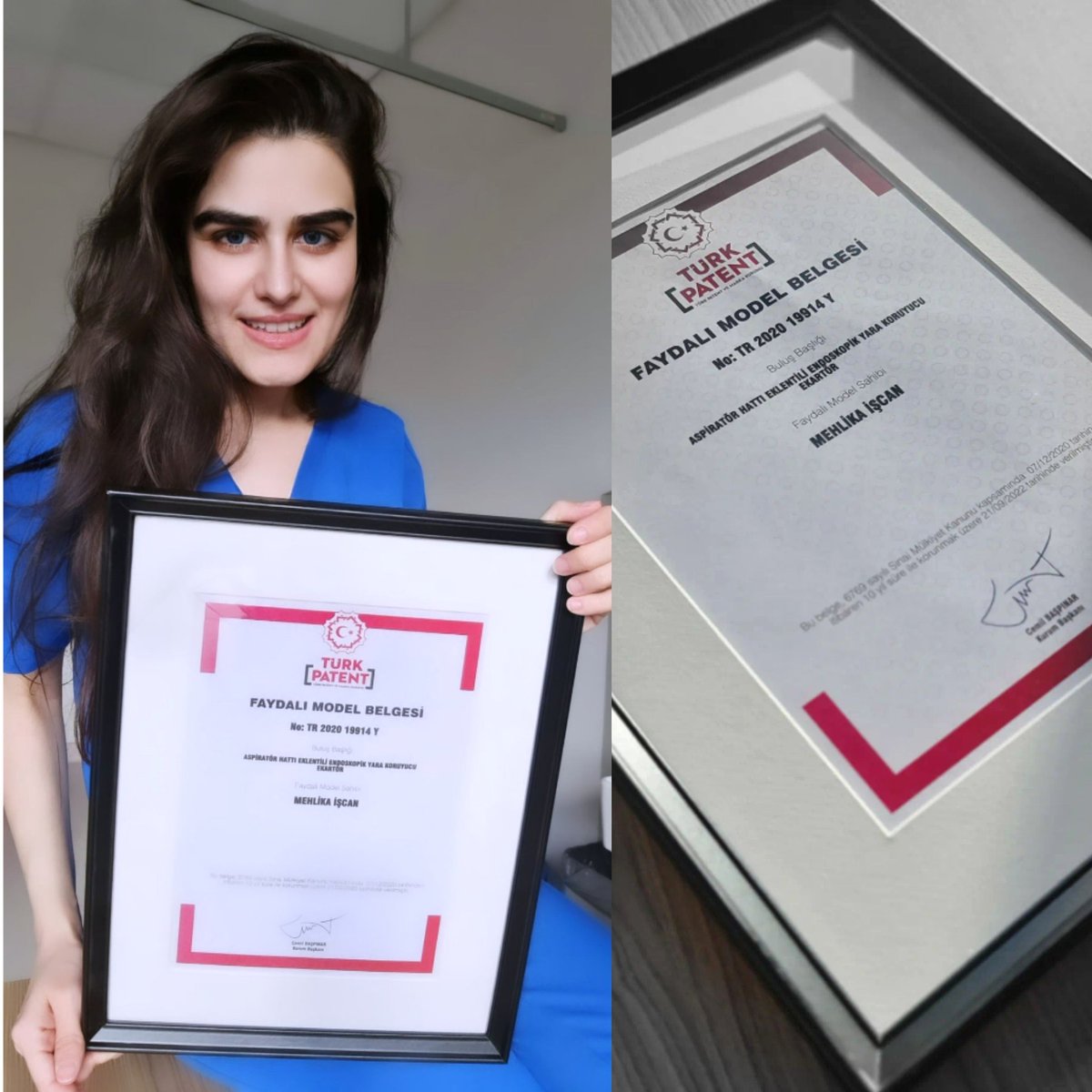 mehlikaiscan's tweet photo. I'd like to share an exciting news with you.
After 2 years of hard work I have successfully received a good news of acceptance of official commercial registration of my "#UtilityModel" from #TurkishPatent. https://t.co/v8r1zS1ou8