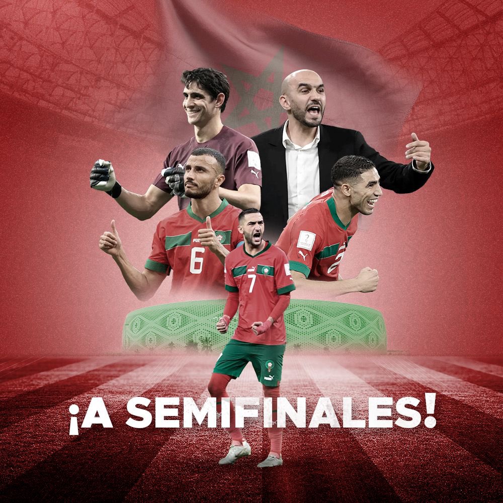 InvictosSomos's tweet photo. ¡¡MARRUECOS ESTÁ EN LAS SEMIFINALES DE QATAR 2022!!
¡¡ELIMINARON A PORTUGAL!!
¡¡LA PRIMERA SELECCIÓN AFRICANA QUE SE METE A UNAS SEMIS DE COPA DEL MUNDO!!
¡¡EL BICHO QUEDÓ FUERA EN SU ÚLTIMO MUNDIAL!! https://t.co/OIC1uuqp92