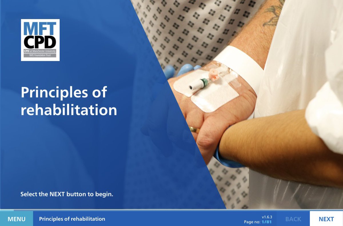 Principles of Rehabilitation - This module will take you through what you need to know and do to ensure that we consistently provide the highest standards of care to all critical illness surviving patients. learninghub.mft.nhs.uk/course/view.ph…
