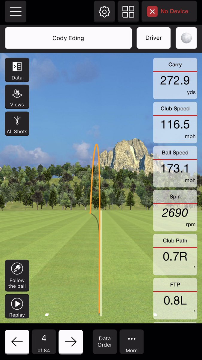edingc's tweet photo. Thoroughly impressed by @TheStackSystem. Top speed hasn’t come up too much, but my floor/average has. Lots more 170+ ball speed than I’ve ever seen before. Just starting second protocol. https://t.co/fHPrpuN7ep