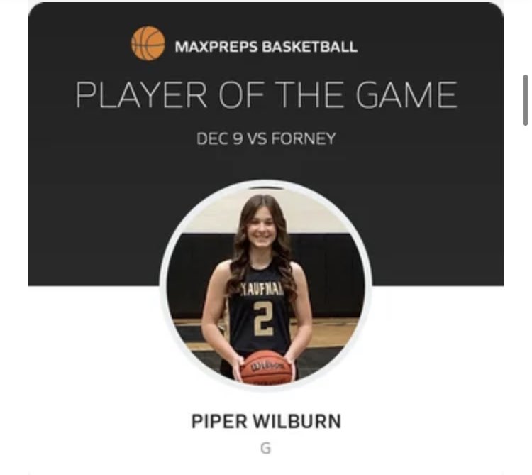 Congrats to Senior Piper Wilburn Player of the game vs Forney. 4 points, 5 rebounds, 4 assists, 5 deflections, 3 steals and took 2 CHARGES!!! 🦁🏀💪