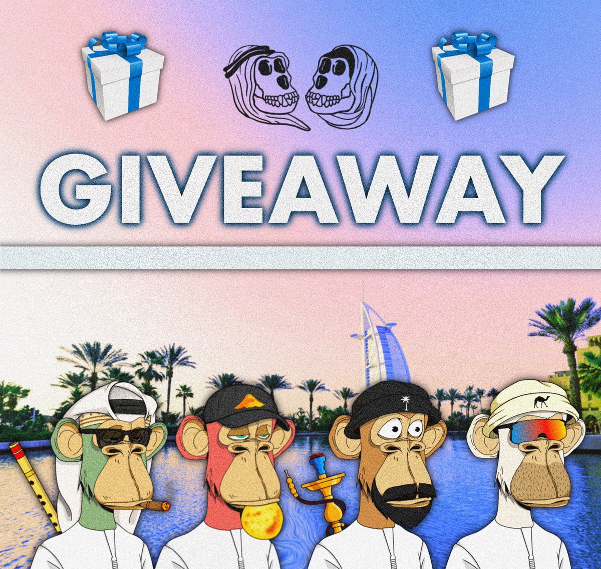 dubaibornapes's tweet photo. 🎁HUGE GIVEAWAY 🎁

In order to celebrate our PHASE 2 MINT we are giving away 150$ in $ETH + 10 HABIBI #NFTs 

1⃣ ♥️ + RT pinned post
2⃣ ♥️ + RT  this post
3⃣ follow @dubaibornapes 
4⃣ tag 4 friends
5⃣ Join Discord and scream HABIBIII

50H⏰
#nftcommunity #nftgiveaway #Giveaway https://t.co/yjXNHyaNTs