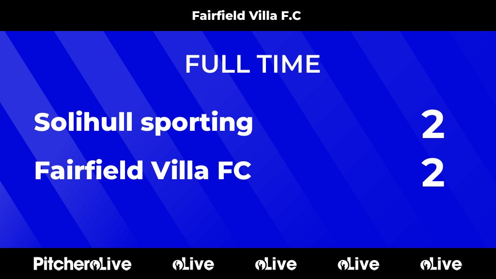 FairfieldVilla's tweet photo. FULL TIME: Solihull sporting 2 - 2 Fairfield Villa FC
#SOLFAI #Pitchero
https://t.co/QUDfmZUy6A https://t.co/7L7KOEAumb