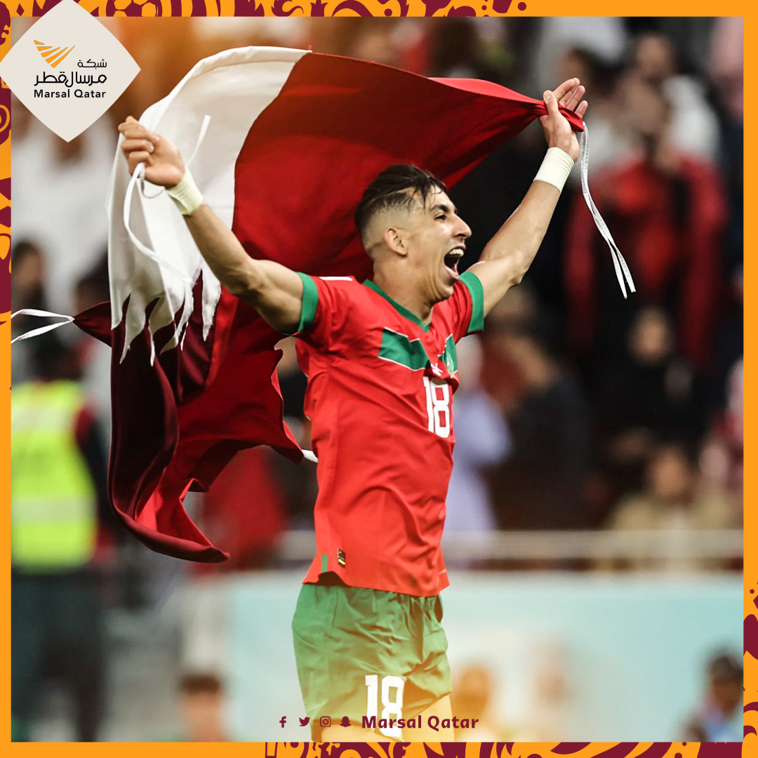 Marsalqatar's tweet photo. العلم المغربي 🇲🇦 والقطري 🇶🇦 يرفرفان في استاد الثمامة بعد تأهل أسود الأطلس إلى نصف نهائيات #كأس_العالم_قطر_2022 🏆

#مرسال_قطر | #المغرب_البرتغال 
#FIFAWorldCup | #Qatar2022 https://t.co/nGRBuVEG2o