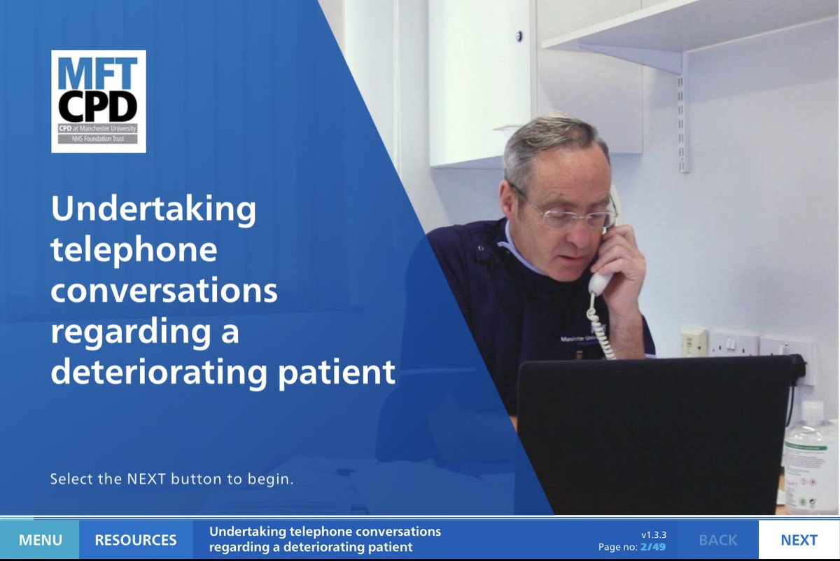 Undertaking telephone conversations regarding a deteriorating patient - This is a short module to help staff when talking to relatives about a declining patient. learninghub.mft.nhs.uk/course/view.ph…
