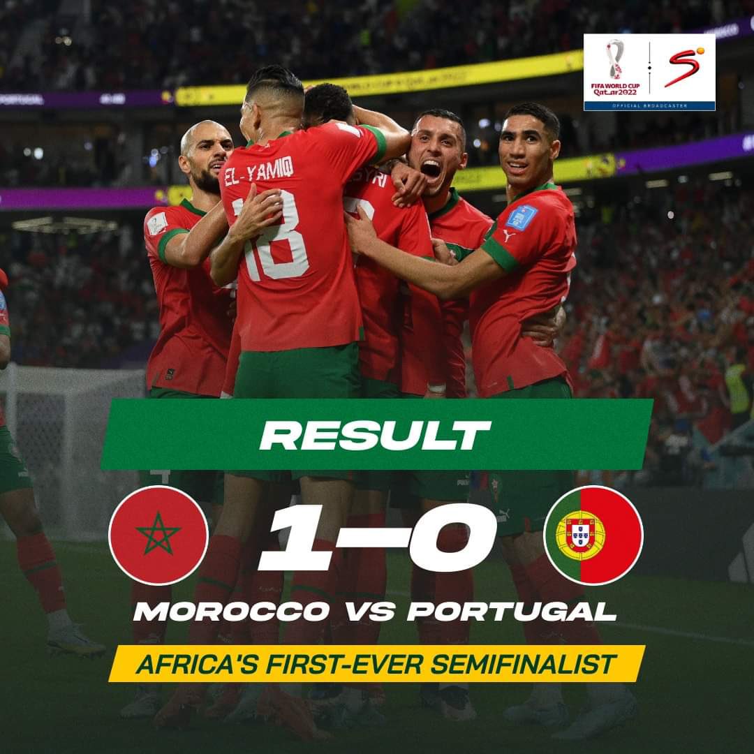 SupportFootZA's tweet photo. HISTORY IN THE MAKING

NAFSA would like to Congratulate Morocco for flying the African flag high. They are the first African team to play in the FIFA WORLD CUP Semi- Final

#onenafsa
#FIFAWorldCupQatar2022 https://t.co/2BYfU8PfEN