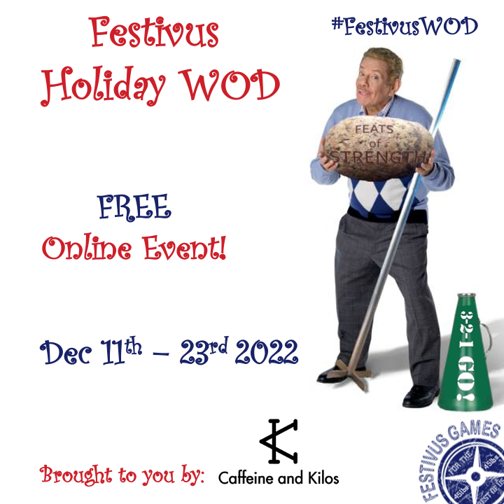 Our free, on-line Holiday WOD is here!  Registration is live at competitioncorner.net/events/9003

Prizes will be provided by Caffeine and Kilos for the top 3 scores in each division!