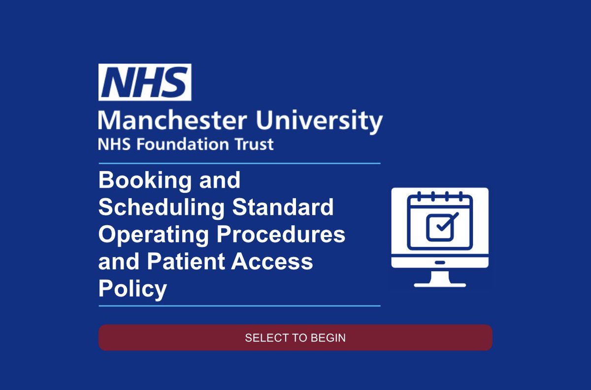 MFT_Learning Hub (@mftlearning) on Twitter photo Booking and Scheduling Standard Operating Procedures and Patient Access Policy - New Mandatory Training for select staff now available in your <a href="/MftLearning/">MFT_Learning Hub</a> dashboard, have you completed the training? Booking and Scheduling Standard Operating Procedures and Patient Access Policy - New Mandatory Training for select staff now available in your <a href="/MftLearning/">MFT_Learning Hub</a> dashboard, have you completed the training?