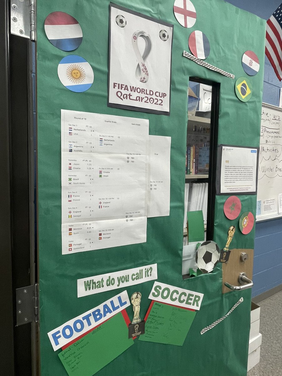 ProfaDeleon's tweet photo. Goooooooooool! 🇭🇷 Croatia beats 🇧🇷 Brazil! And Today, 🇲🇦 Morocco beats 🇵🇹 Portugal!! #gosports #LOTE #worldculture #Qatar2022 @lcisd_specials https://t.co/Hu5O1Sw3Mt
