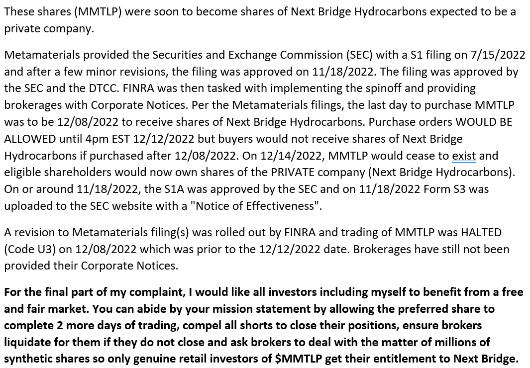 TradingSecrets7's tweet photo. $mmtlp After a number of requests I am adding a sample template for you to complain at @FINRA Please edit or amend as you wish and lets keep the pressure on FINRA. We pay their wages. #finrafraud
https://t.co/qdb9yYOCnS https://t.co/j8Mjnp9qsJ