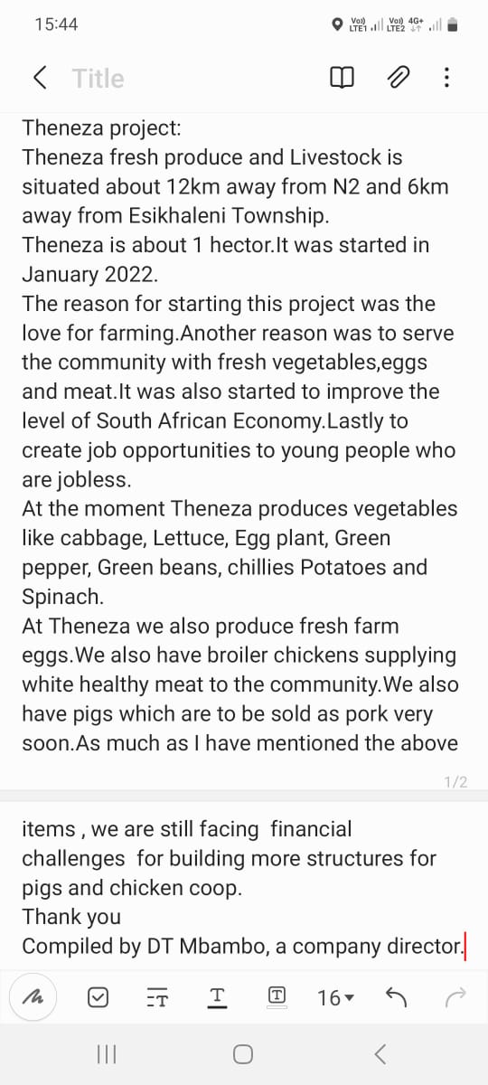 YouthBizSA1's tweet photo. If you're in and around @UmhlathuzeM please support the Theneza Food Project in Esikhaleni.
#SDGeneration
#SDG2030
#ZeroHunger #SocialEntrepreneurs https://t.co/ghqdoc3rjY