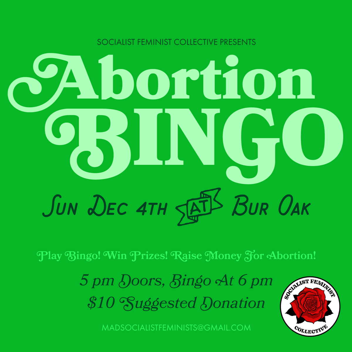 ABORTION BINGO raised 💵*$2,600*💵 for <a href="/WMFwisconsin/">WMF Wisconsin</a>!!! So much thanks. Thanks to all the amazing groups who donated prizes. Thanks to all who came out, played bingo, raffled, silent auctioned, donated. We ran out of seats, bingo cards. Y'all are incredible. Yay abortion!!❤️‍🔥