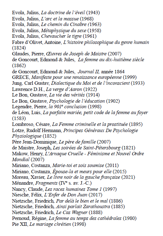 ArthurSapaudia's tweet photo. Bibliographie de mon dernier florilège.
👇🍍👇
https://t.co/4AWpdrIFvz

@HommesInfluence 
@DLViguier 
@stratpol_site 
#Soral #Bardèche #Proudhon #Evola #Weininger #Schopenhauer #Balzac #Buisson #Carrel #Delavier #Costanza #Nietzsche #Rousseau #Venner #Wilde https://t.co/y6vwH0IIzv