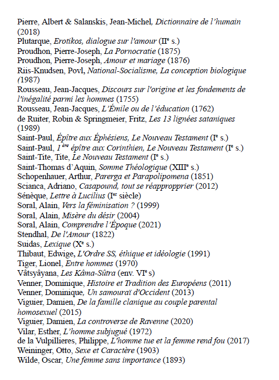 ArthurSapaudia's tweet photo. Bibliographie de mon dernier florilège.
👇🍍👇
https://t.co/4AWpdrIFvz

@HommesInfluence 
@DLViguier 
@stratpol_site 
#Soral #Bardèche #Proudhon #Evola #Weininger #Schopenhauer #Balzac #Buisson #Carrel #Delavier #Costanza #Nietzsche #Rousseau #Venner #Wilde https://t.co/y6vwH0IIzv