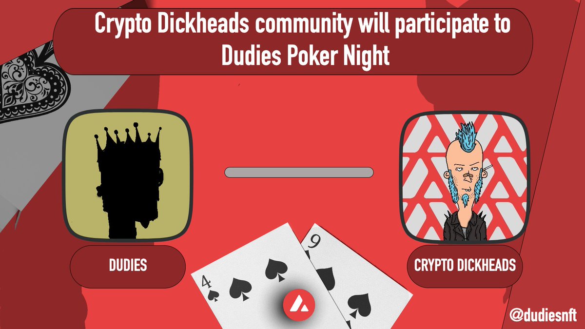 DudieZ 👑 (@dudiesnft) on Twitter photo Dudies are so glad to host the great <a href="/dickheadscrypto/">Crypto Dickheads 🔺</a> community at our Poker Night!🤝
#AVAX #AVAXNFTs Dudies are so glad to host the great <a href="/dickheadscrypto/">Crypto Dickheads 🔺</a> community at our Poker Night!🤝
#AVAX #AVAXNFTs
