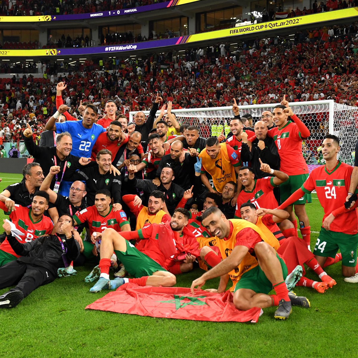 NBCSportsSoccer's tweet photo. Morocco's #FIFAWorldCup so far. ⚽️

Drew Croatia
Beat Belgium
Beat Canada
Beat Spain
Beat Portugal
Haven't conceded a goal from an opposing player
First African country to reach the semifinals. https://t.co/uadG6JW06x