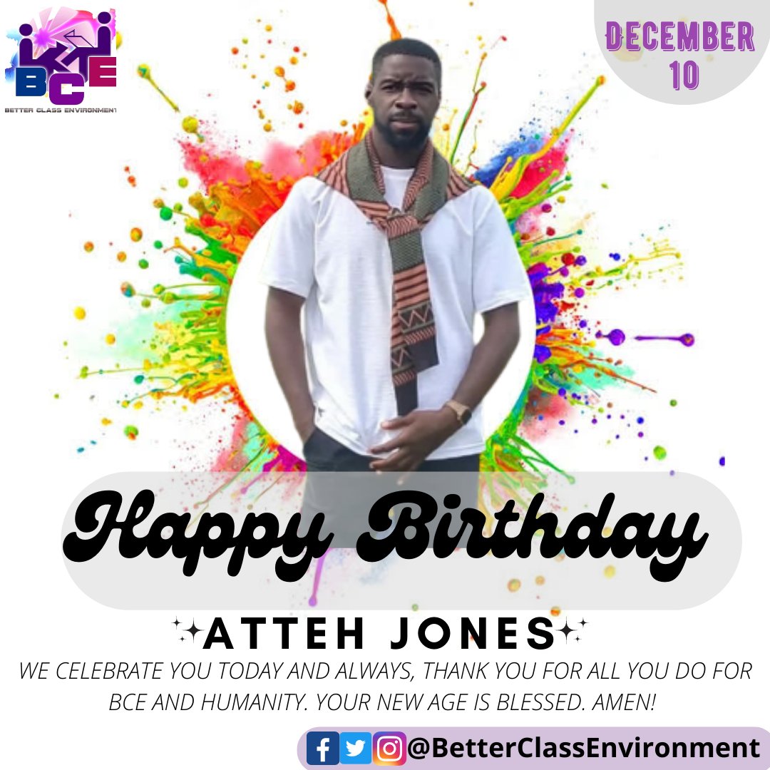 Happy Birthday to an amazing volunteer🎂🎉 @atteh_jones 

We celebrate you today and always, thank you for all you do to give #ForEveryChild a better and conducive learning environment.💜

#December10 #HappyBirthday #DecemberBirthdays #VolunteersBirthday #BetterClassEnvironment