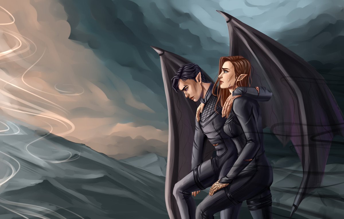 high_queen_mor's tweet photo. Feysand Month Day 10: A Bad Day

This is a bit of a loose interpretation of the prompt, but this commission from the amazing @vinc_ry  is meant to symbolize Rhys and Feyre healing together from the darkness in their pasts to the light ahead 💔 https://t.co/S5HR2o9LIu