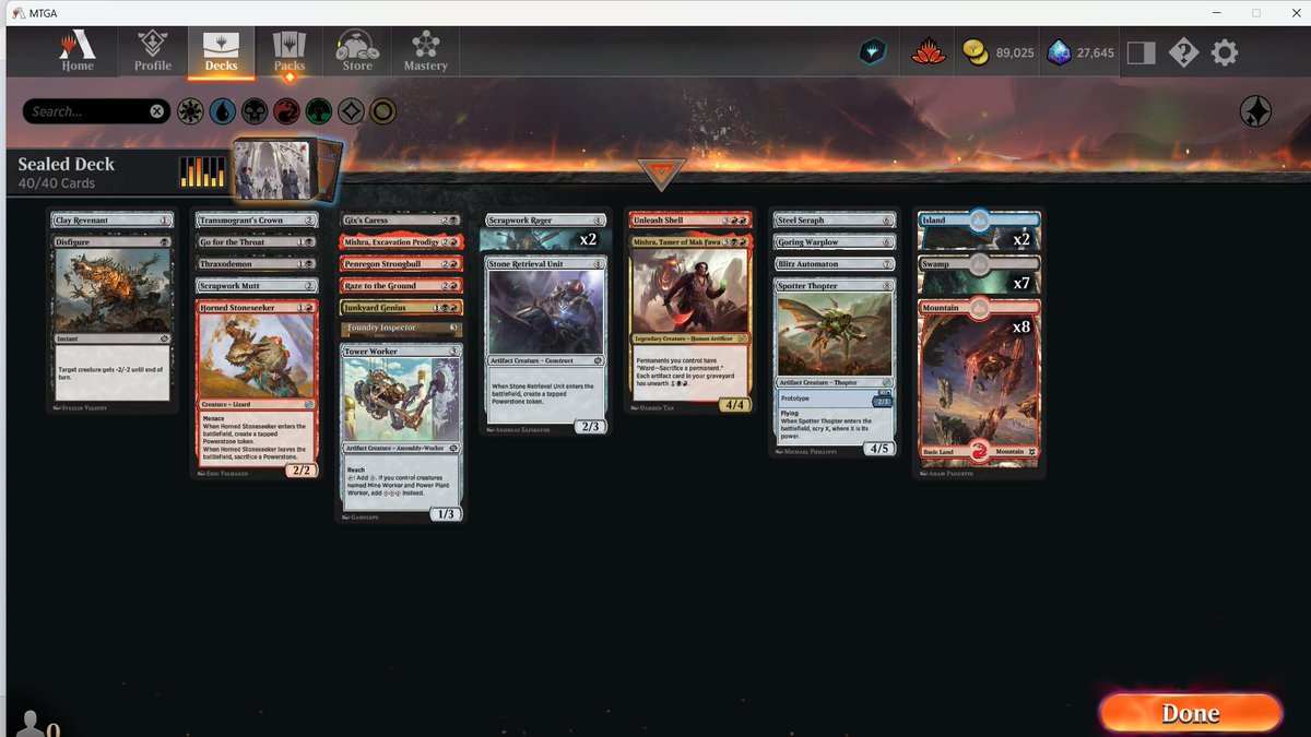 JeffSheerin's tweet photo. Decided at the last minute last night to use a play-in token to Q for today's Qualifier Weekend. Went 3-1 on the first attempt, decided to do another go round and got there the second time. #MTGArena #AlwaysBeMythic https://t.co/BtDVVfy0bq