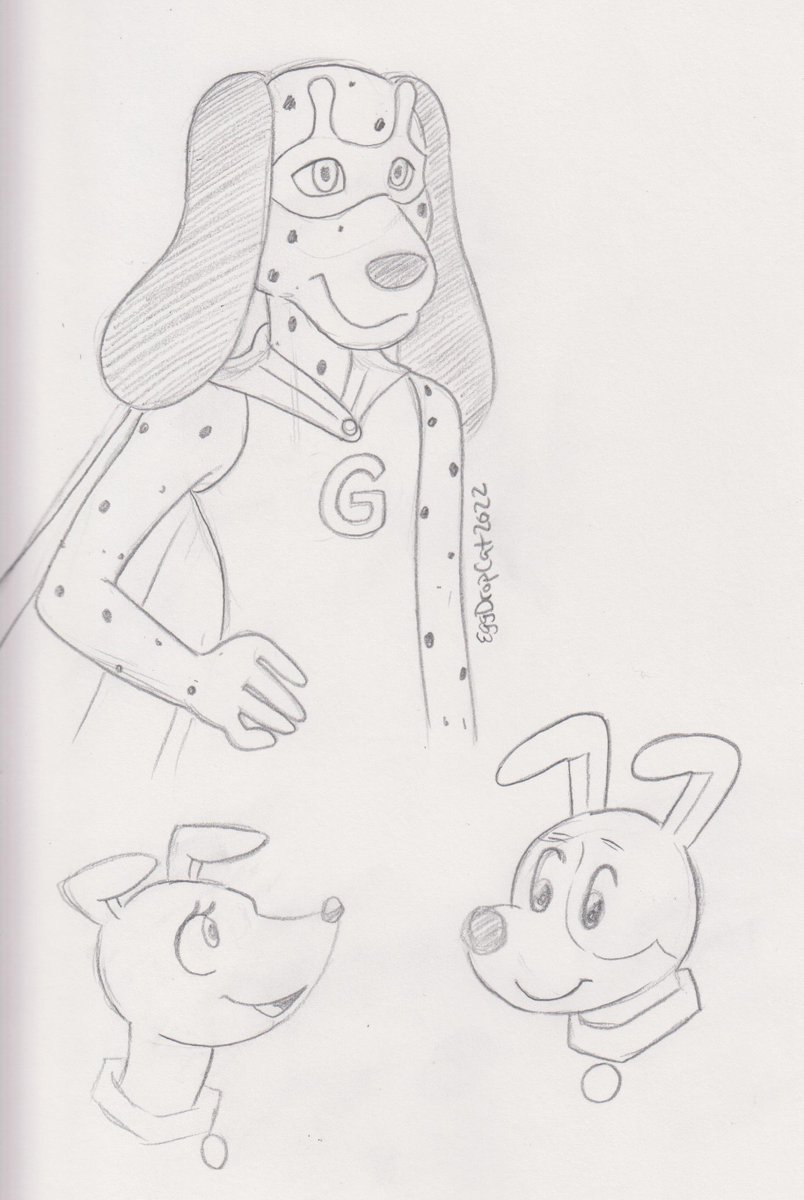 EggDropCat's tweet photo. Childhood dogs. "Giraffe Dog" one of my first OCs. She was a Dalmatian who disguised herself as a giraffe. Like you do. Bottom two I can't remember names but drawing them made my brain happy as a kid. #sketchbook #dogcharacters #childhood https://t.co/HWqiV85zkN