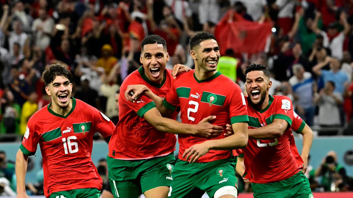 منتخب #المغرب الذي لم يهزم حتى الآن 
يحقق انجازا تاريخيا ولأول مرة في تاريخ افريقيا، تصل مرحلة نصف النهائي في مونديال العالم لكرة القدم بلا هزيمة وتعادل وحيد.

#كأس_العالم_قطر_2022 
#المنتخب_المغربي