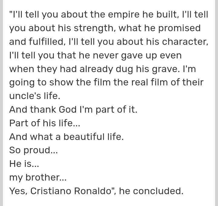Absolutely amazing words for Cristiano Ronaldo by his sister Katia