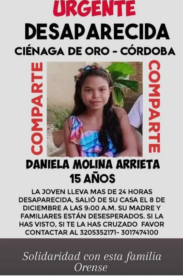 wilyzum's tweet photo. Solicito ayuda a tod@s ustedes mis amig@s, niña desaparecida en cienaga de oro, desde el 8 de Diciembre. La policía en su pueblo le dijo a la mamá que tenía q esperar 72 horas. Ya sabemos q eso no es así.
@nometiente @karinin7986 @labrujavolando @MONYRODRIGUEZOF @apinticob https://t.co/Hi8C5GxMAF